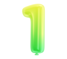 Balloon Number 3D Render png transparent