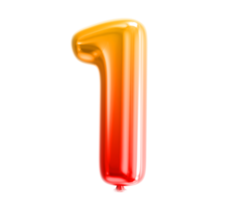 Balloon Number 3D Render png transparent