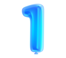 Balloon Number 3D Render png transparent