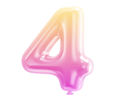 nombre 4 ballon dans rose et violet png