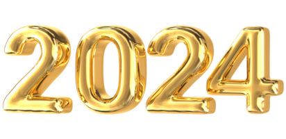 2024 Gold Number 3d render transparency png