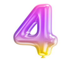 Balloon Number 3D Render transparency png