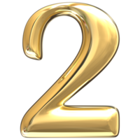 gold number 2 png