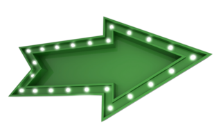 green arrow sign with lights on transparent background png