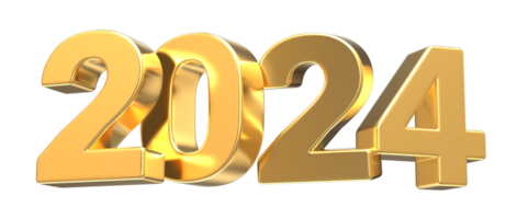 nuevo año número 2024 oro 3d png