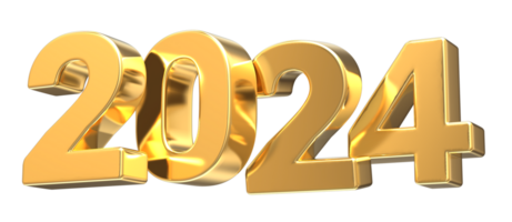 New Year Number 2024 Gold 3D png