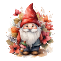 Watercolor happy Gnome Christmas time png