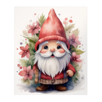 Watercolor happy Gnome Christmas time png