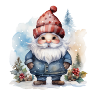 aquarelle content gnome Noël temps png