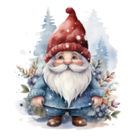 Watercolor happy Gnome Christmas time png