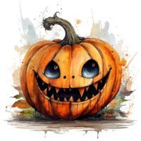 vattenfärg skära halloween pumpa png