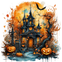 vattenfärg halloween spöke pumpa png