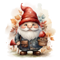Watercolor happy Gnome Christmas time png