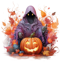 watercolour Halloween ghost Pumpkin png