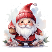 Watercolor happy Gnome Christmas time png