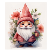 Watercolor happy Gnome Christmas time png