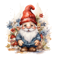 aquarelle content gnome Noël temps png