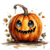 Aquarell Schnitt Halloween Kürbis png