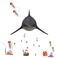 swimming shark illustration png