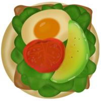 Oeuf et Avocat tomate pain grillé png