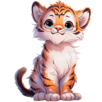 Cute Tiger Illustrations Playful and Adorable Tiger Clipart for Kids and Wildlife Designs Ai generative png