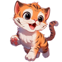 süß Tiger Abbildungen spielerisch und bezaubernd Tiger Clip Art zum Kinder und Tierwelt Designs ai generativ png