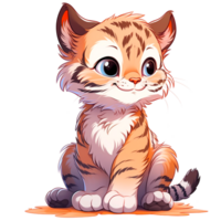 mignonne tigre des illustrations espiègle et adorable tigre clipart pour des gamins et faune dessins ai génératif png