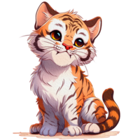 mignonne tigre des illustrations espiègle et adorable tigre clipart pour des gamins et faune dessins ai génératif png