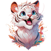 mignonne tigre des illustrations espiègle et adorable tigre clipart pour des gamins et faune dessins ai génératif png