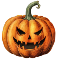 spookachtig jack-o'-lantern genot halloween pompoen snijwerk en decoratie, png, ai generatief png