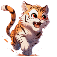 mignonne tigre des illustrations espiègle et adorable tigre clipart pour des gamins et faune dessins ai génératif png