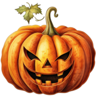 spookachtig jack-o'-lantern genot halloween pompoen snijwerk en decoratie, png, ai generatief png