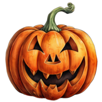 spookachtig jack-o'-lantern genot halloween pompoen snijwerk en decoratie, png, ai generatief png