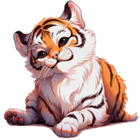 Cute Tiger Illustrations Playful and Adorable Tiger Clipart for Kids and Wildlife Designs Ai generative png