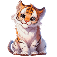 mignonne tigre des illustrations espiègle et adorable tigre clipart pour des gamins et faune dessins ai génératif png