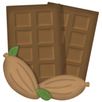 Chocolate bar with cocoa beans and chocolate chip png