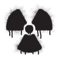 Radiation hazard symbol graffiti with black spray paint vector