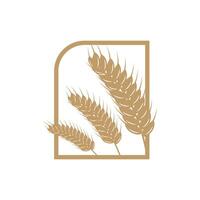 Wheat Logo, Simple Farmer Garden Design, Vector Template Silhouette Illustration