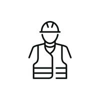 Construction worker line icon isolated on white background. Worker icon. Builder icon vector