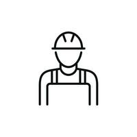 Construction worker line icon isolated on white background. Worker icon. Builder icon vector