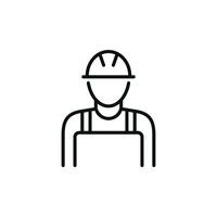 Construction worker line icon isolated on white background. Worker icon. Builder icon vector