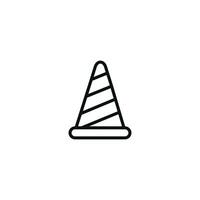 Traffic cone line icon isolated on white background vector