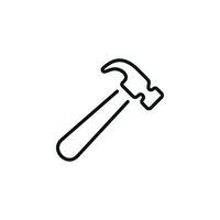 Hammer line icon isolated on white background vector