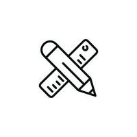 Pencil and ruler line icon isolated on white background vector