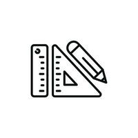 Pencil and ruler line icon isolated on white background vector