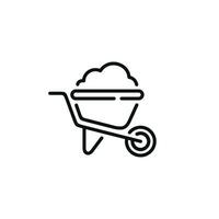 Wheelbarrow line icon isolated on white background vector