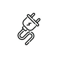Electric plug line icon isolated on white background vector
