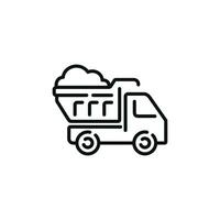 Dump truck line icon isolated on white background vector