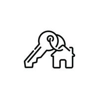 Key house line icon isolated on white background vector