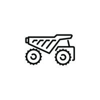 Dump truck line icon isolated on white background vector